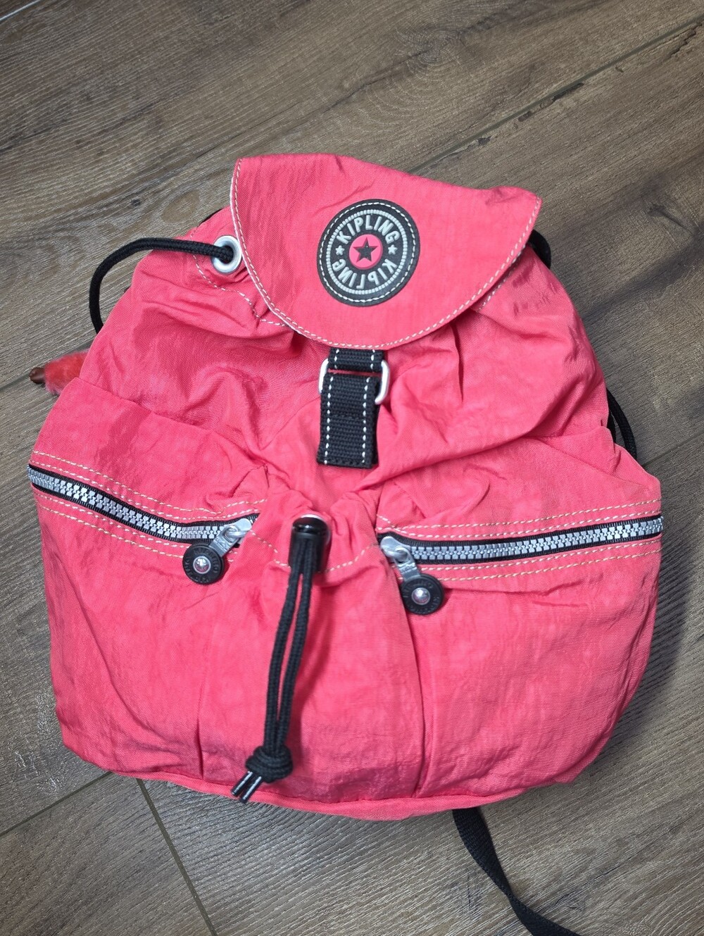 NWOT Vintage Kipling Mini Drawstring Backpack Pink Salmon Y2K